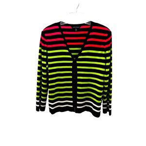 Ming Wang stripped multicolored Sweater Cardigan Top size XL